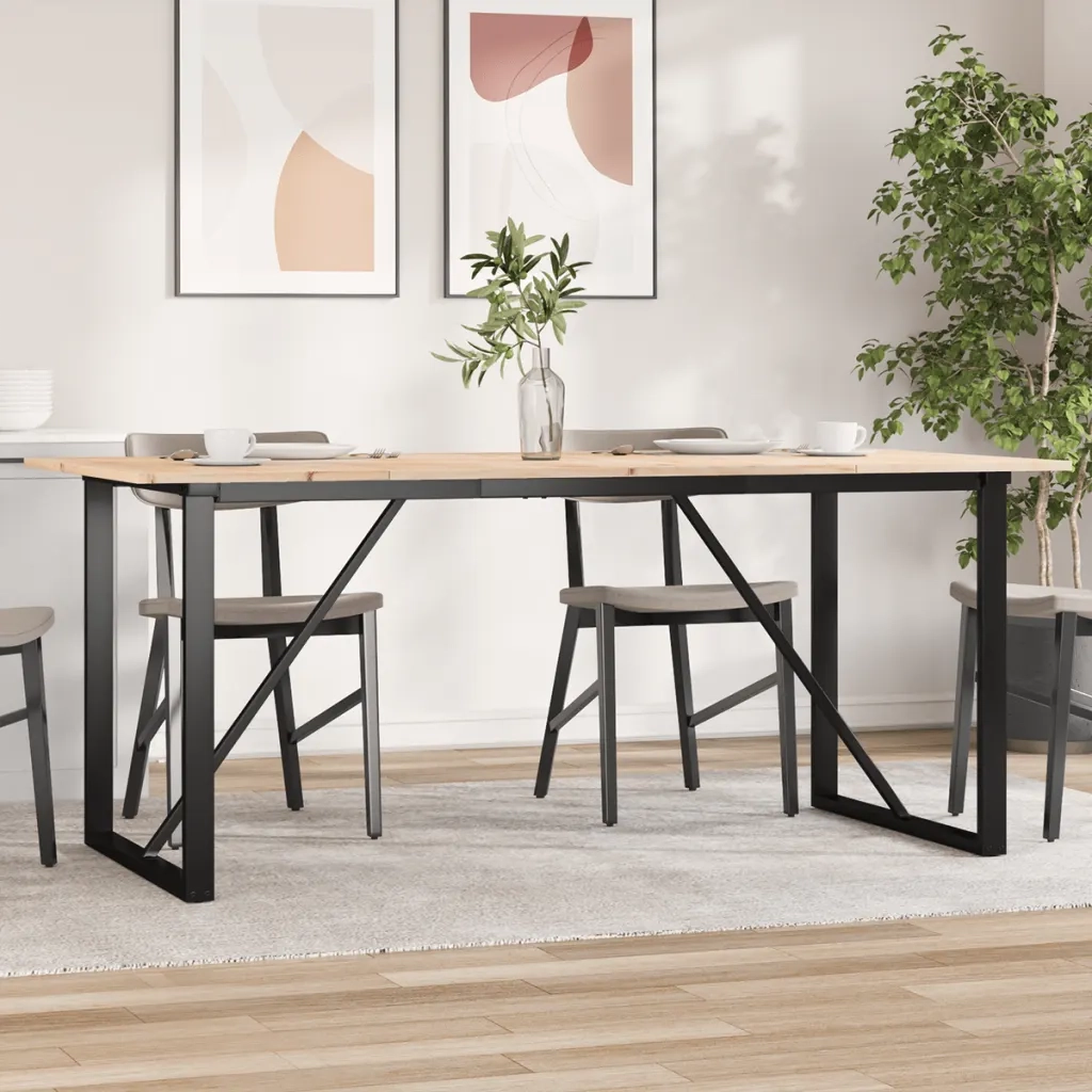 Tavolo da Pranzo Telaio a O 180x90x75 cm Legno Pino e Acciaio 3282678