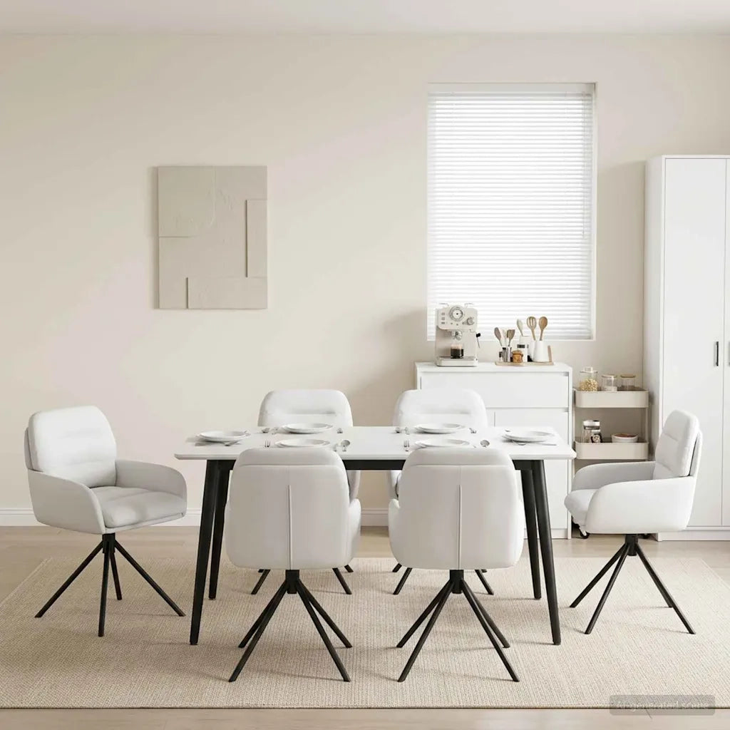 Sedie da pranzo girevoli 6 pcs Similpelle Bianco 3428270