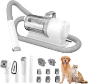 Macchina da rasatura per cani e gatti con alta potenza di aspirazione 12000 Pa - Macchina da rasatura silenziosa per cani e gatti - Set di cura per animali domestici professionale 6 in 1 - Reservoio di polvere 25L