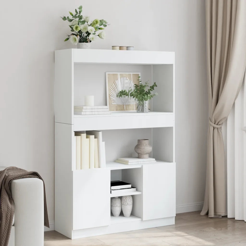 Credenza-Buffet-Armadio da cucina Bianca 92x33x140 cm in Truciolato