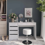 Tavolo da toeletta Sherry, Bianco/bianco lucido, 119.8 cm con sgabello