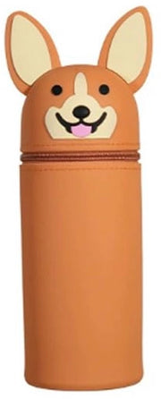 Etui 2 in 1 con design di animali, con chiusura a raccordo, supporto per matita e taccuino, confezione in silicone morbido (arancione)