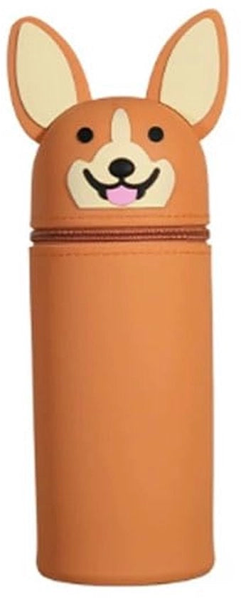 Etui 2 in 1 con design di animali, con chiusura a raccordo, supporto per matita e taccuino, confezione in silicone morbido (arancione)