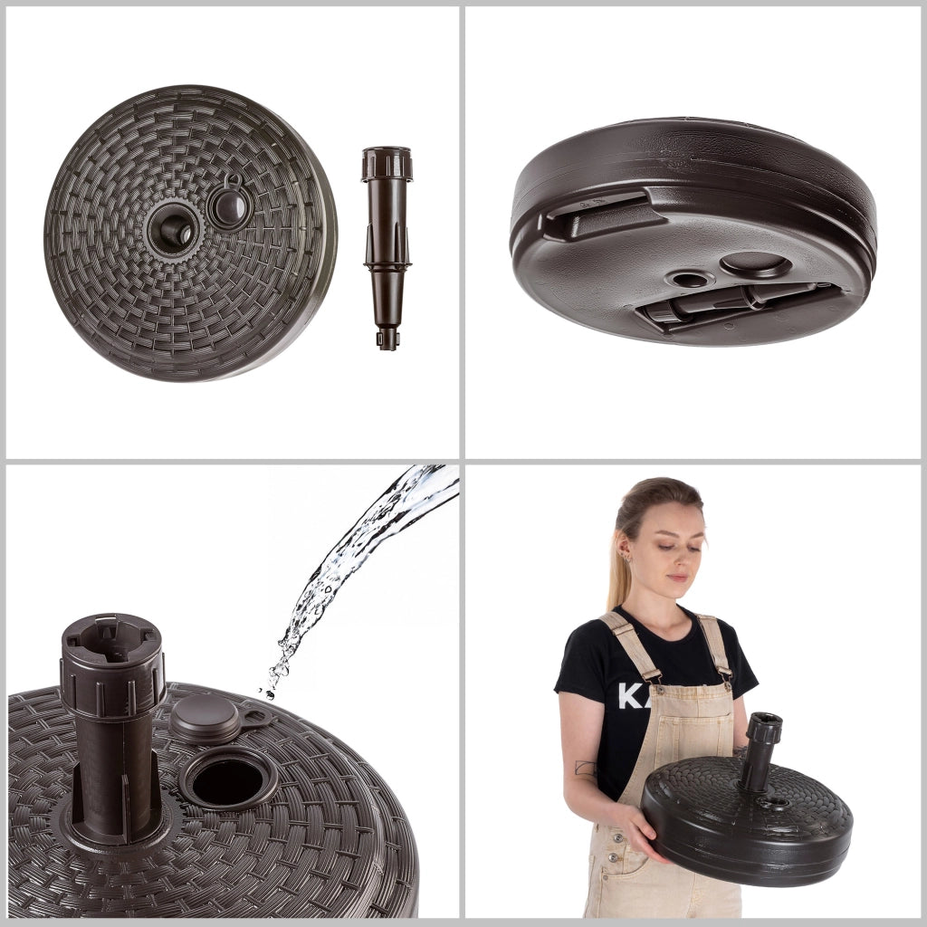 Base per ombrellone da giardino KADAX, rotonda, 39 cm, con peso, marrone