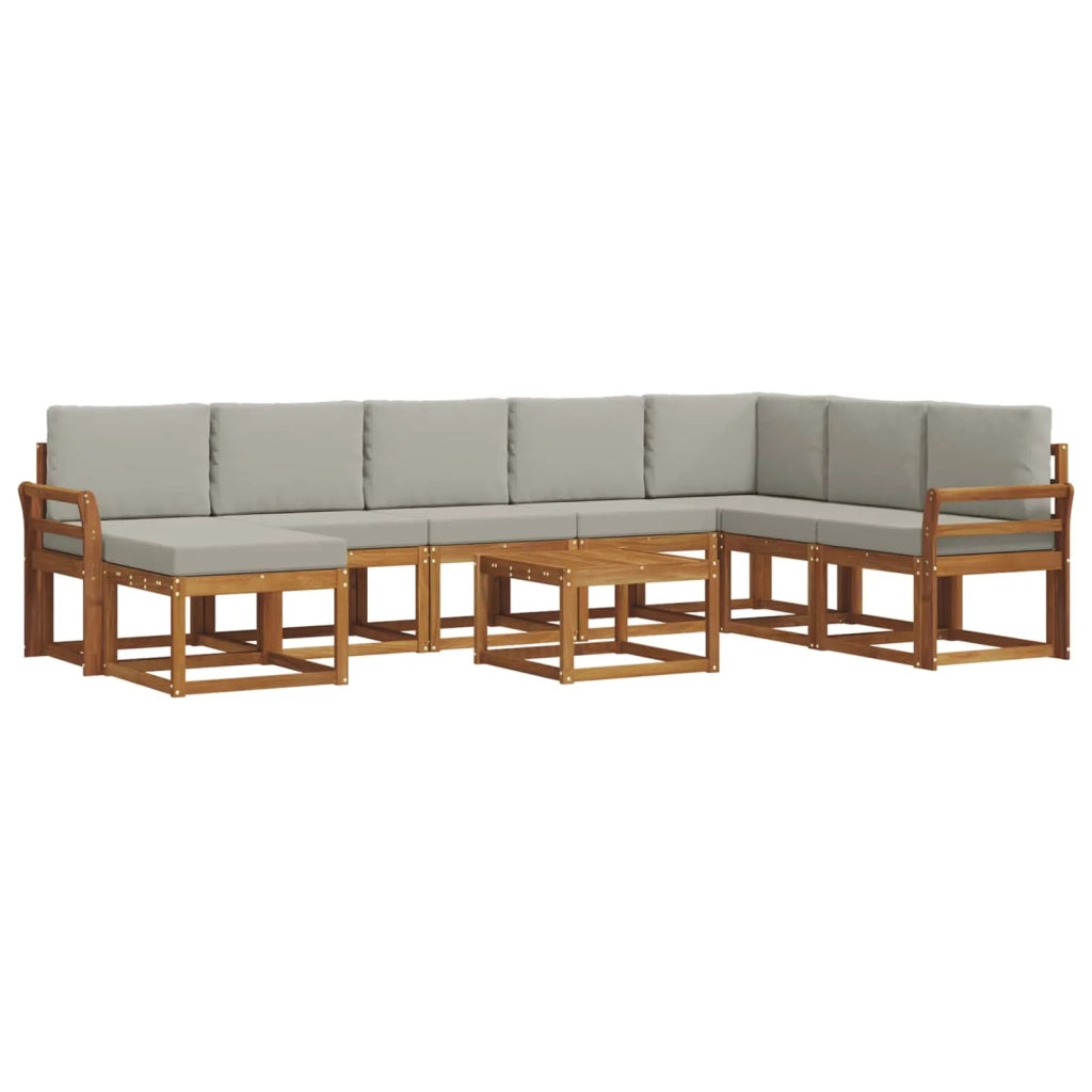 Set di divani da esterno 9 pcs Grigio Naturale e Chiaro