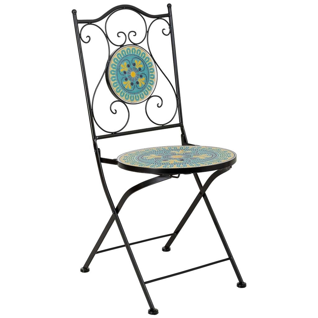 Set tavolo e 2 sedie in metallo, 60x60x75h cm, 38x46x90h cm