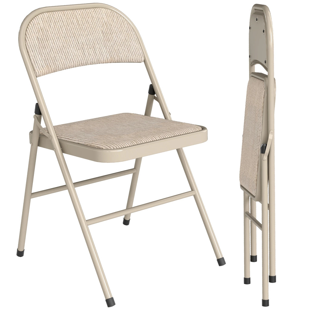 Sedia Pieghevole ¨C zephmum ¨C Beige, Lino Sintetico, Acciaio, 45x46x78 cm