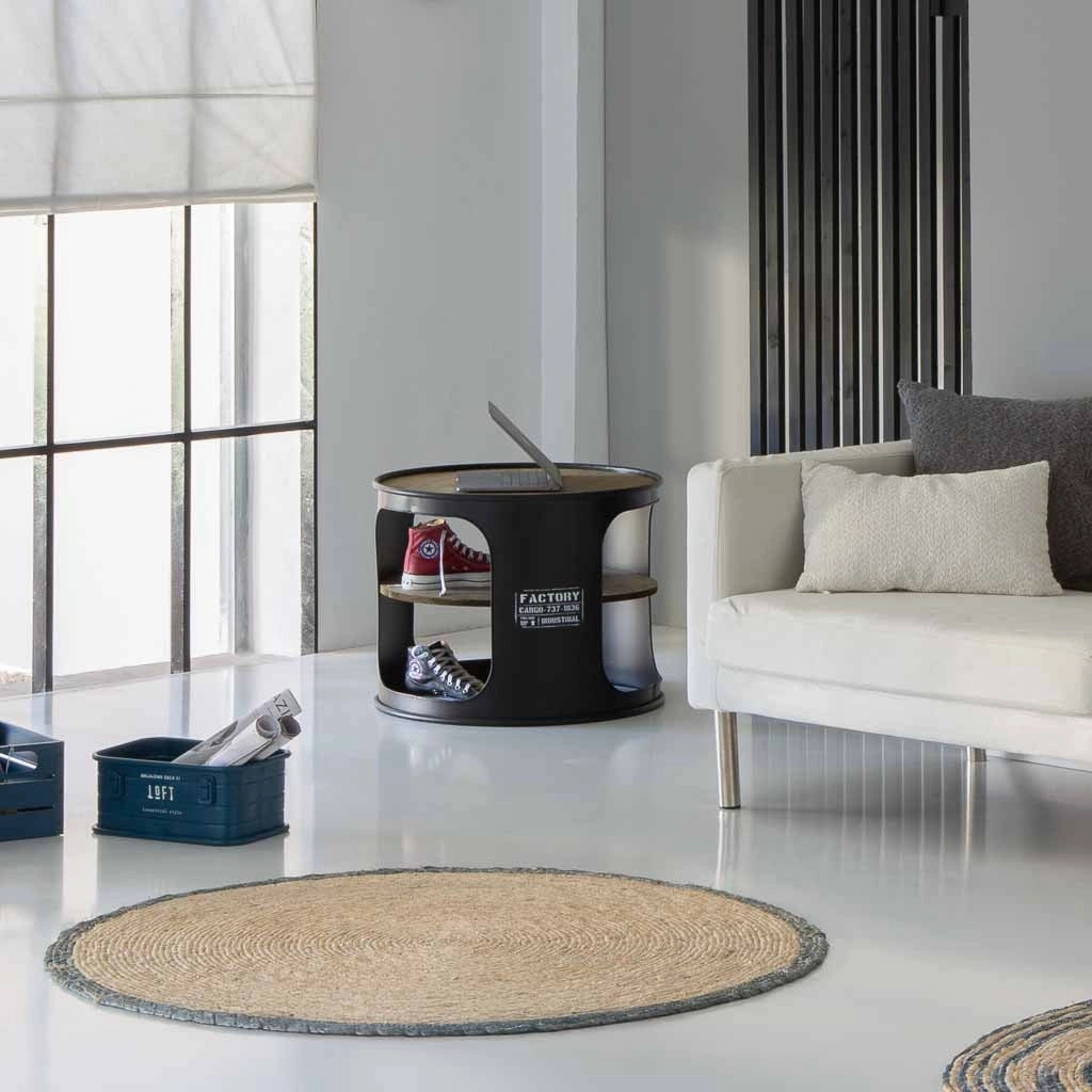Cestino rettangolare in metallo stampato blu 32x21x14