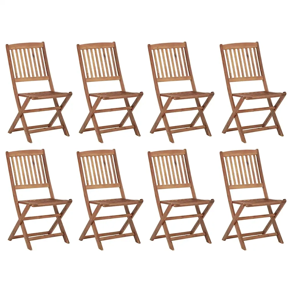 Sedie da Giardino Pieghevoli 8 pz con Cuscini Massello Acacia 3075114