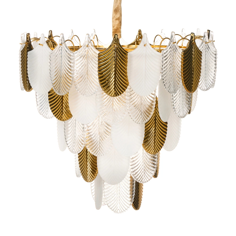 Lampadario in ottone e cristalli di vetro ⌀ 46 cm Lampada a sospensione stile glamour