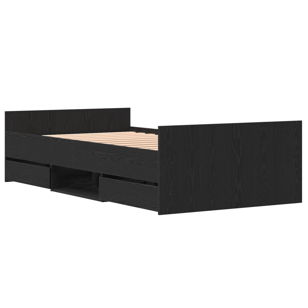 Struttura Letto senza Materasso Nero Rovere 90x190 cm Legno Ingegnerizzato