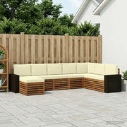 Set di divani da esterno con cuscino 8 pcs Naturale e Crema