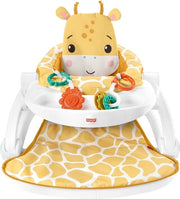 Babystoeltje Portatile per Gioco Seduto con Snack, BPA Libero Giocattolo da Mordere e Cuscino Giraffa morbido