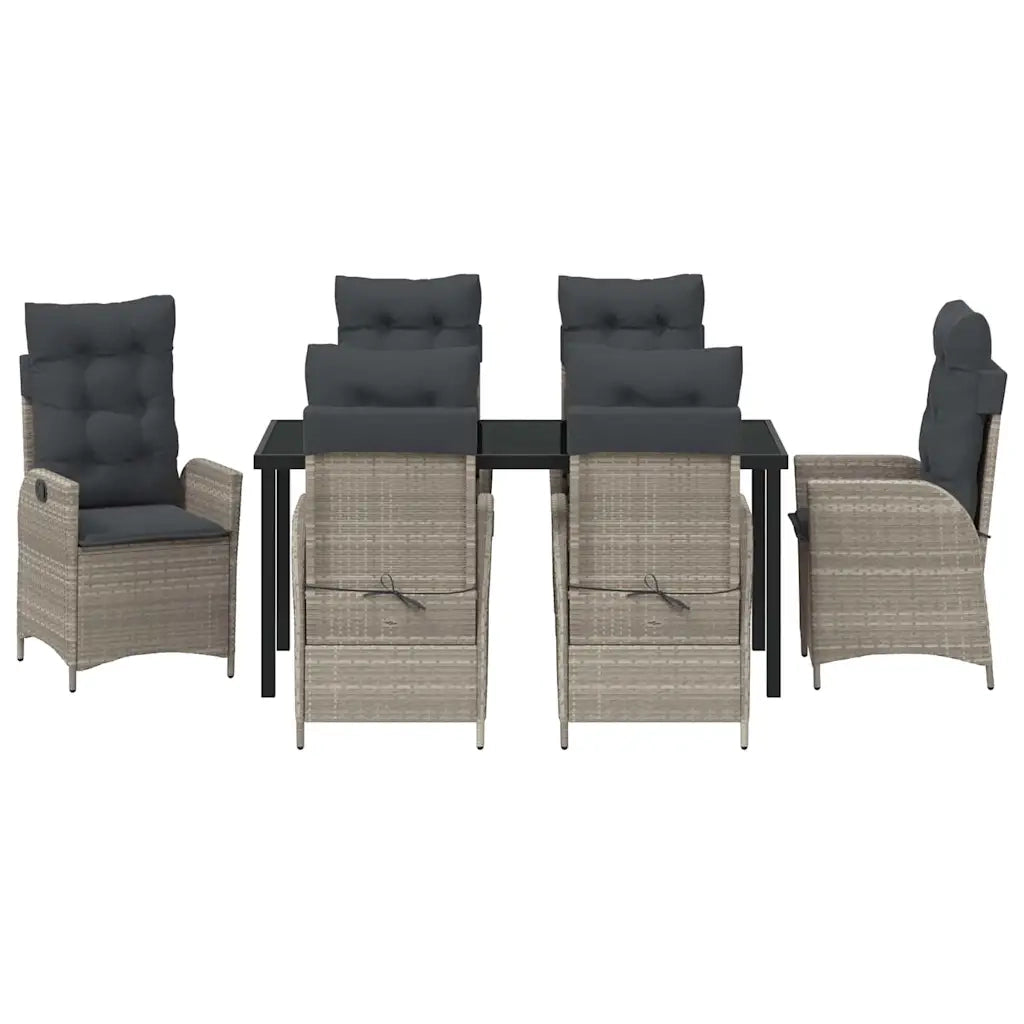 Set da Pranzo per Giardino 7 pcs Grigio chiaro polyrattan 3380523