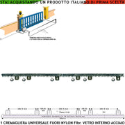 Cremagliera M4 da 1 Metro Universale in Nylon Antirumore Antiusura Interno Acciaio Portata Garantita 6 Q.li Max 10 Q.li 6 Viti Autofilettanti Ricambio Cancello Scorrevole Giunture a Coda di Rondine