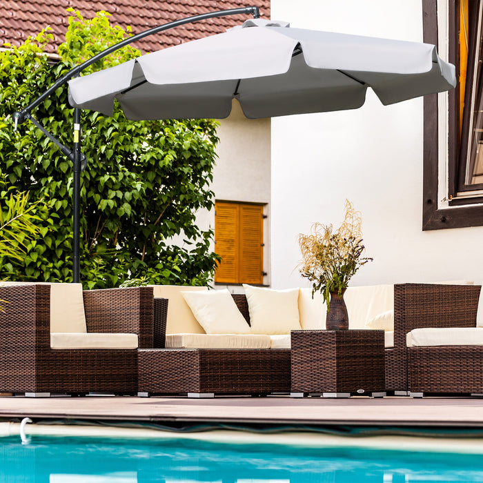 Ombrellone da Giardino a Braccio Ø265x265H cm con Apertura a Manovella Grigio