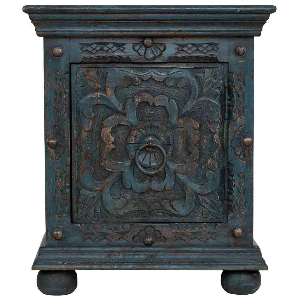 Mobile da ingresso artigianale in legno, blu, 50x40x59h cm