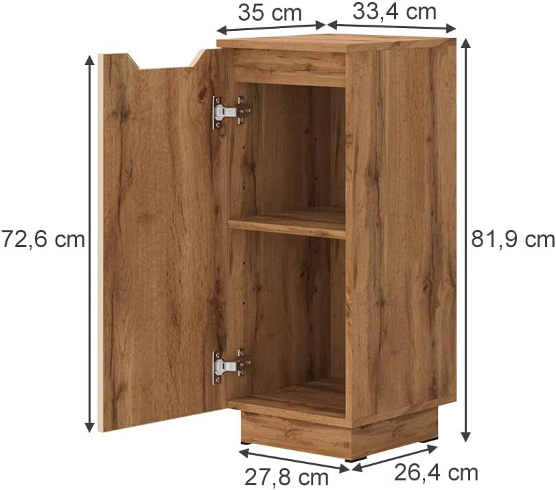 mobiletto bagno Lotta, Rovere/cashmere a righe, 33.4 x 81.9 cm
