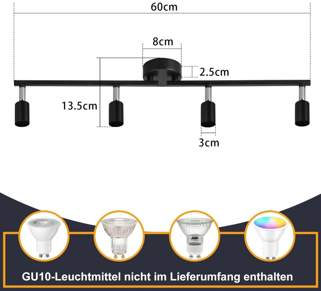 ZMH Faretto da soffitto 4 luci GU10 moderni orientabili per soggiorno camera letto