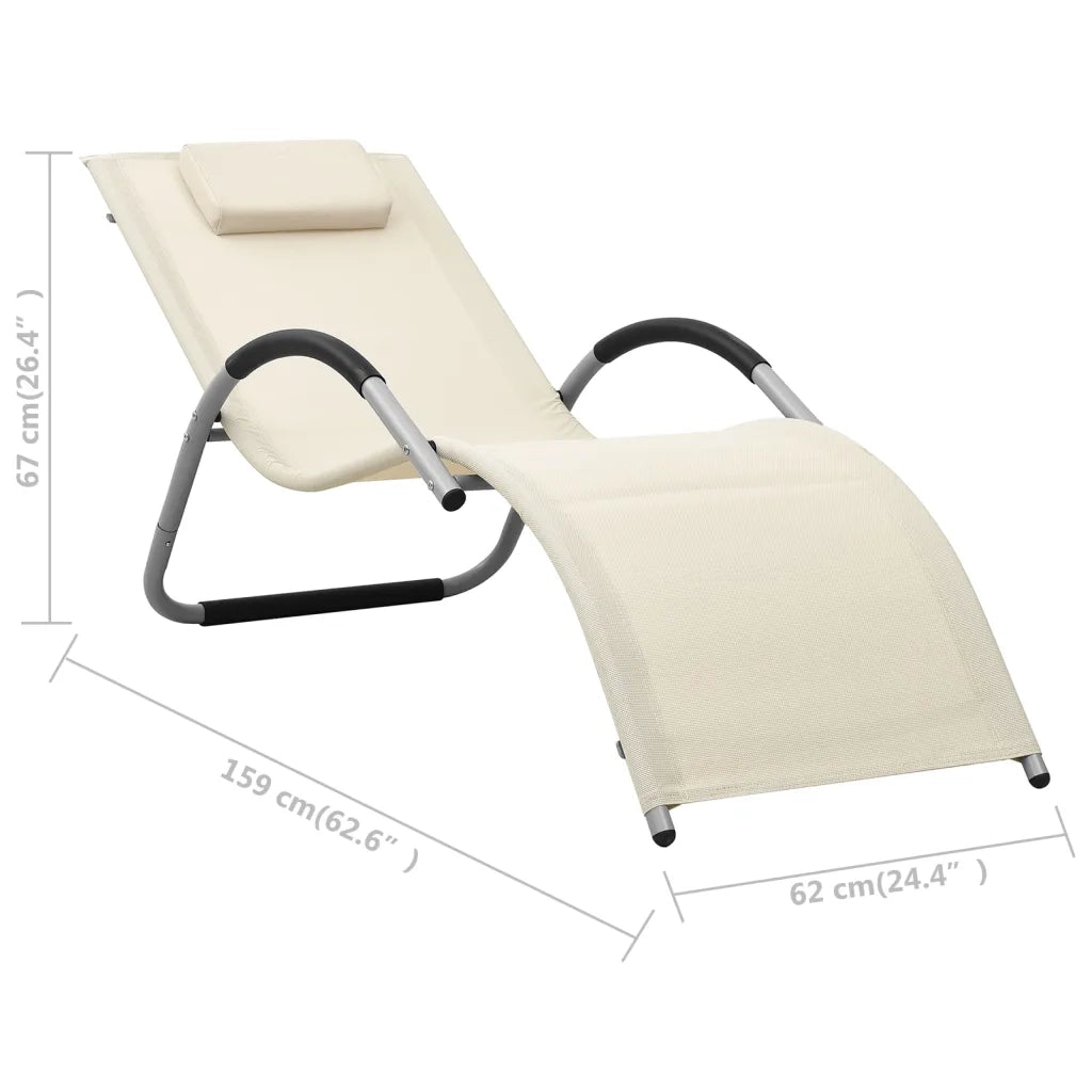 Lettino Prendisole in Textilene Crema e Grigio cod mxl 23088