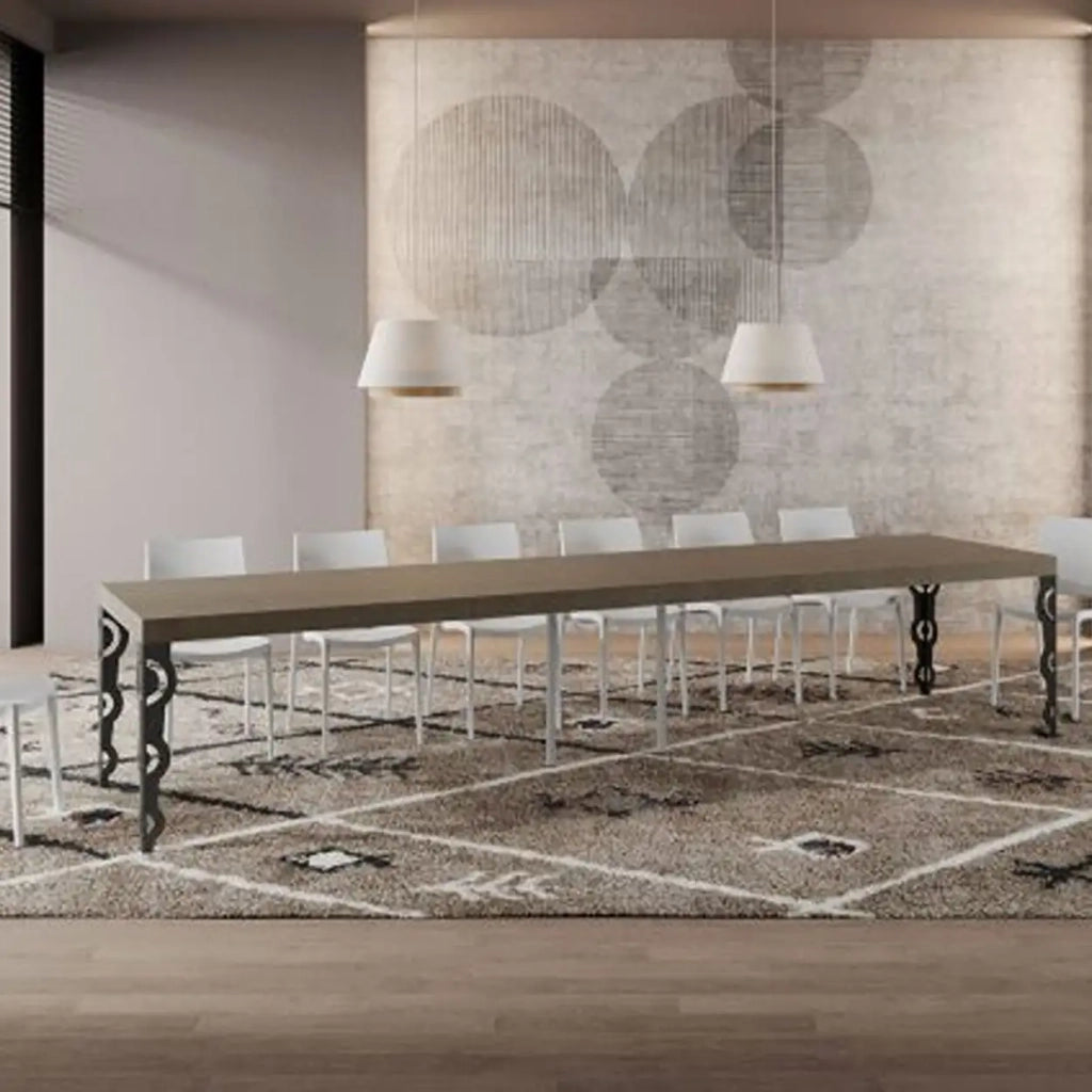 Tavolo allungabile 140/400x90 cm Karamay Premium tortora gambe antracite