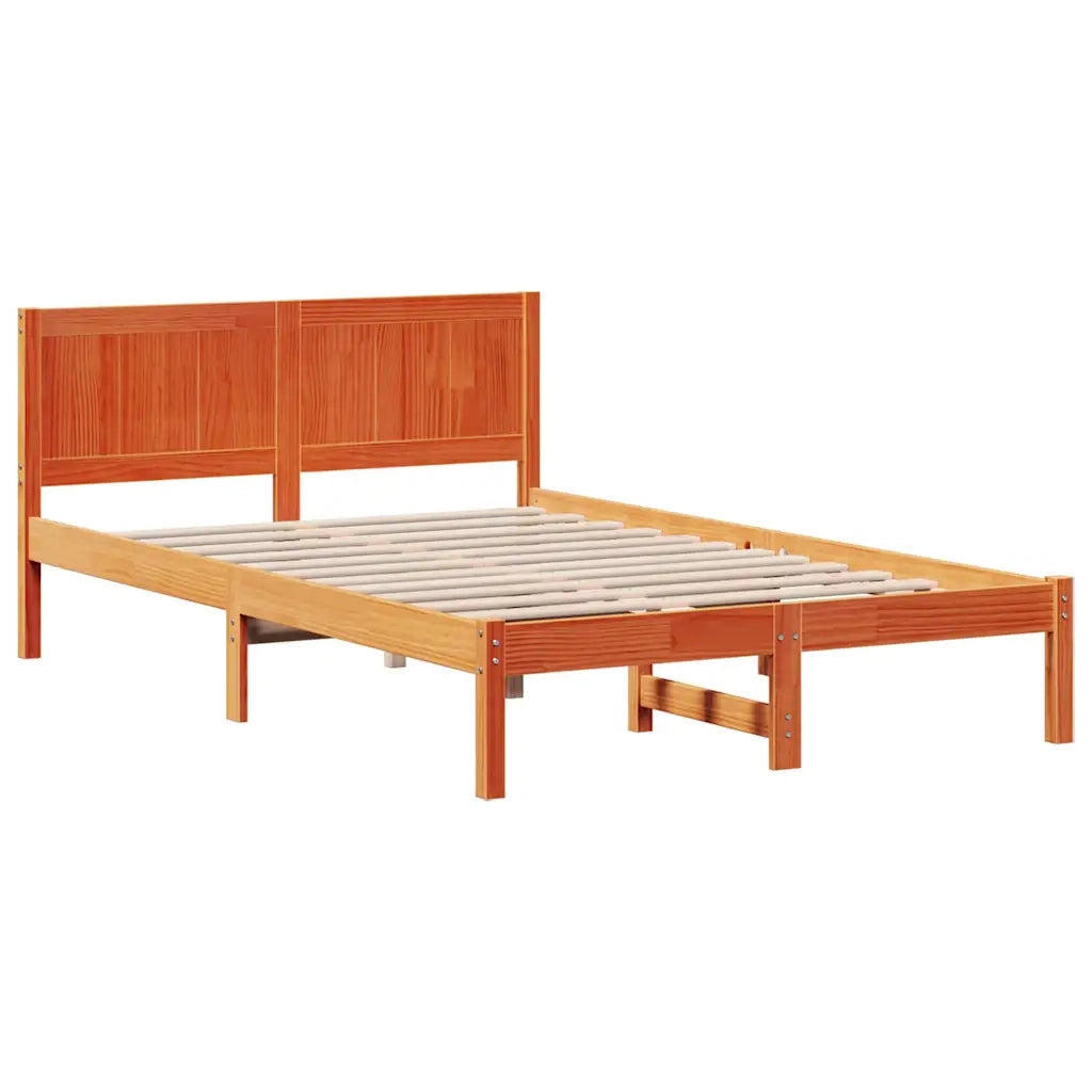 Struttura del letto Marrone 135 x 190 cm Legno massello di pino 872199