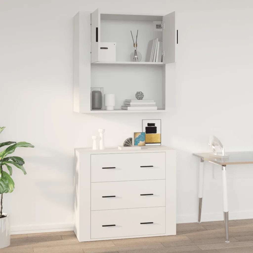 Armadietto a Muro | Mobile a Parete Bianco 80x33x80 cm in Legno Multistrato