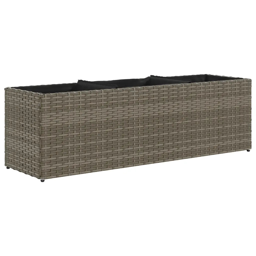 vidaXL Fioriere da Giardino con 3 Vasi Grigie 105x30x32 cm Polyrattan