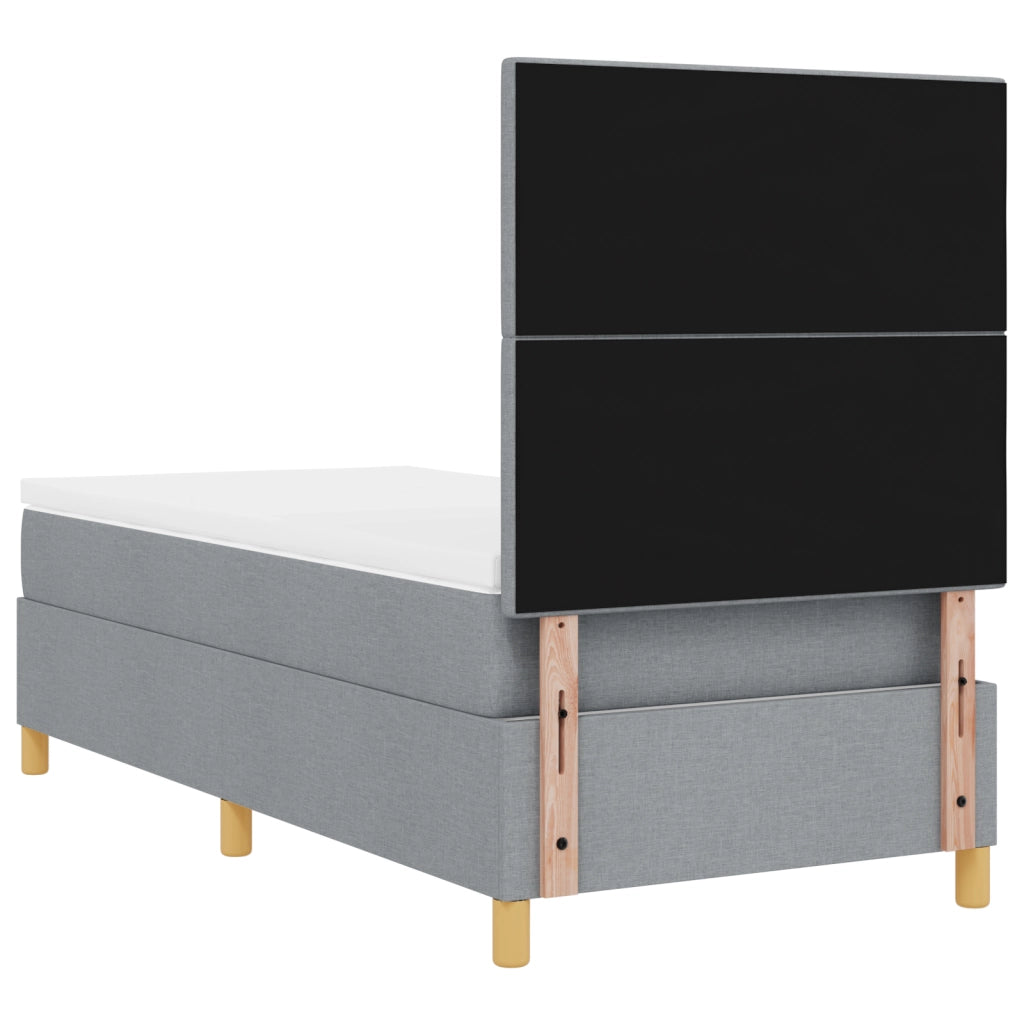 Letto Box Spring con Materasso Grigio Chiaro Singolo Tessuto