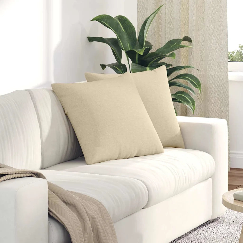 Cuscini da Divano 2 pz-Set di 2 Cuscini per Sofa Crema 50 x 50 cm Tessuto 447401