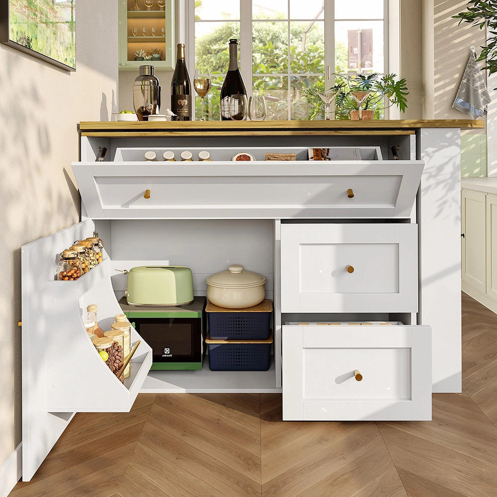 Tavolo bar estensibile - Xylo - con ripiano snack bianco 138-204x39x105cm