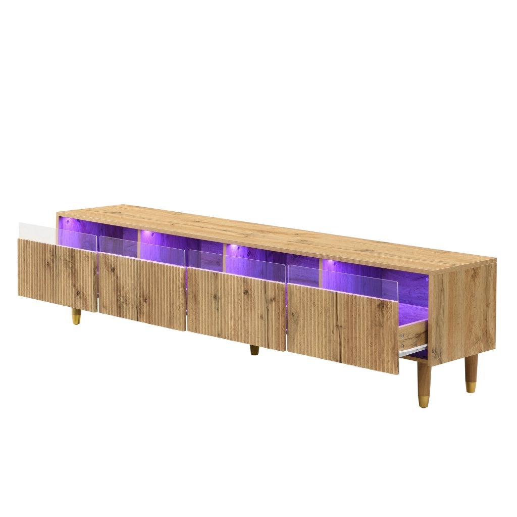 Mobile TV 178x35x45 cm; 4 cassetti con gestione cavi; MDF; colore naturale
