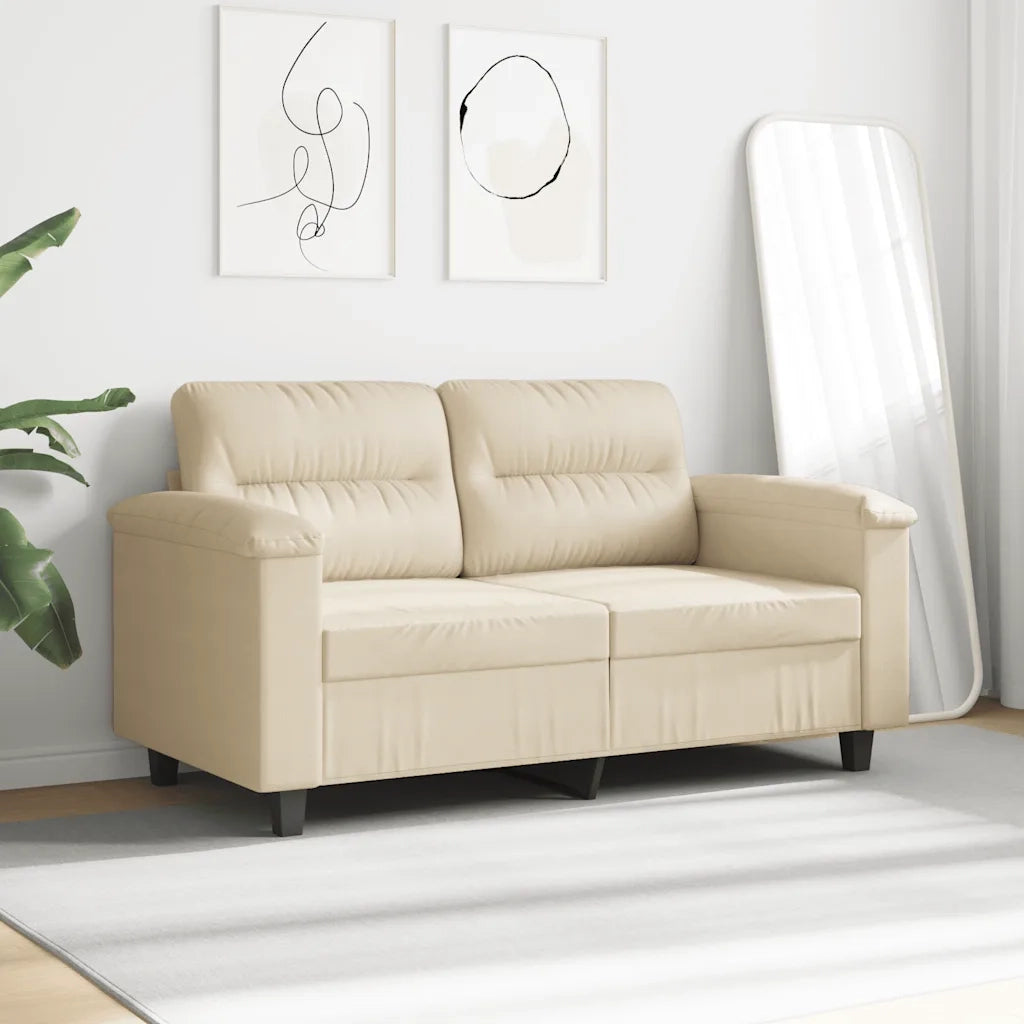 Divano a 2 Posti Crema 140 cm in Tessuto Microfibra 359565