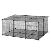 EasyComfort Gabbia per Conigli e Piccoli Animali, 22 Pannelli Modulabili in Metallo con Porta, Nero, 105 x 70 x 45cm