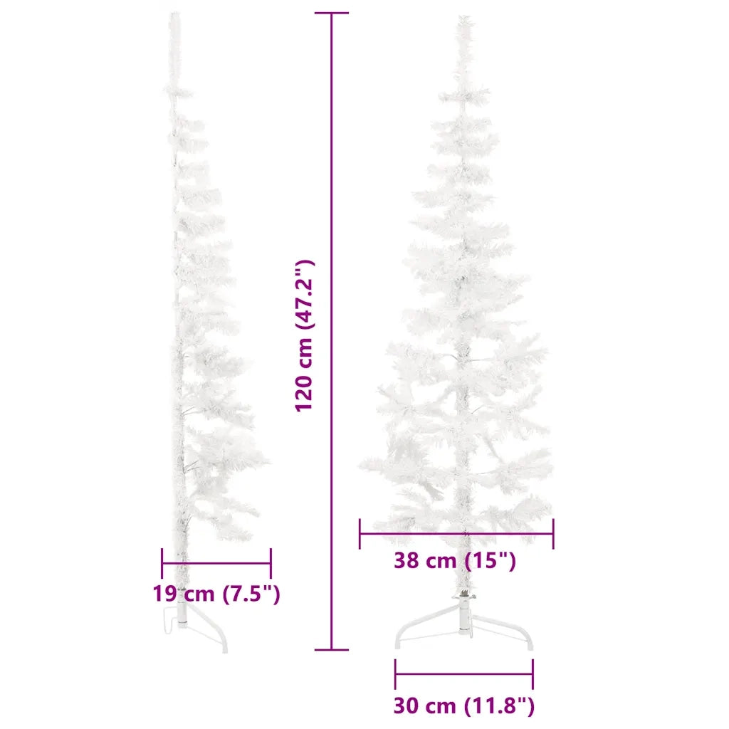 Albero Natale Artificiale Sottile a MetÃ  Supporto Bianco 120 cm