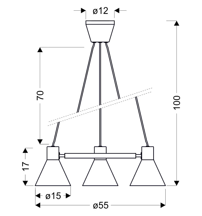 Lampadario Candellux More 33-71156 nero oro 3xE27 metallo
