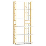 Libreria a 6 ripiani 80 x 31 x 180 cm contenimento ottimizzato stile moderno design geometrico legno precomposto bianco 20_0010732