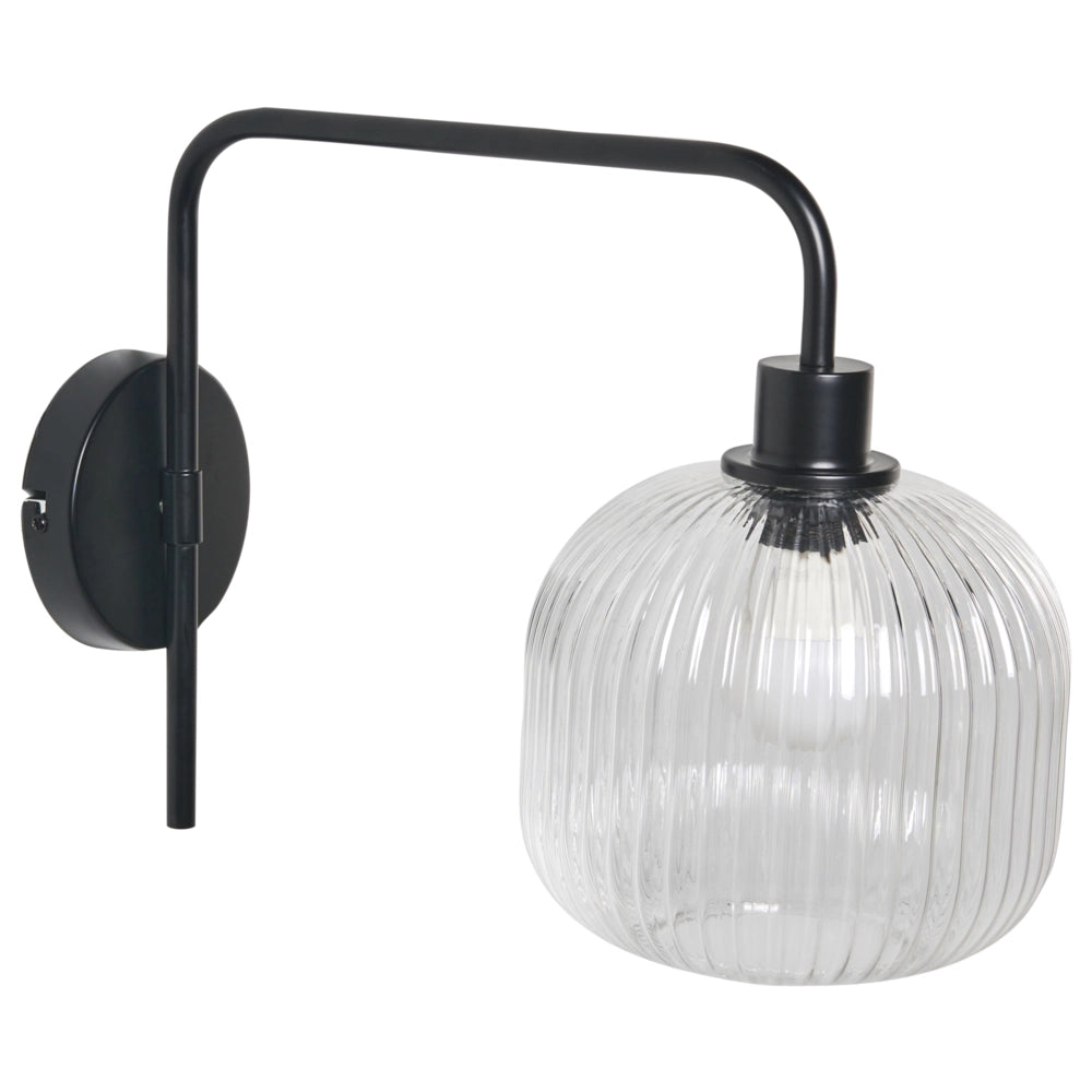 Set di 2 lampade da parete Paralume in vetro nero Lampada da parete Camera da letto Soggiorno Moderno industriale