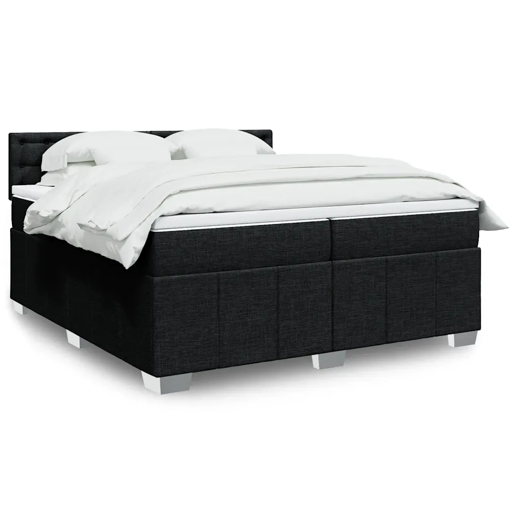 vidaXL Giroletto a Molle con Materasso Nero 200x200 cm in Tessuto