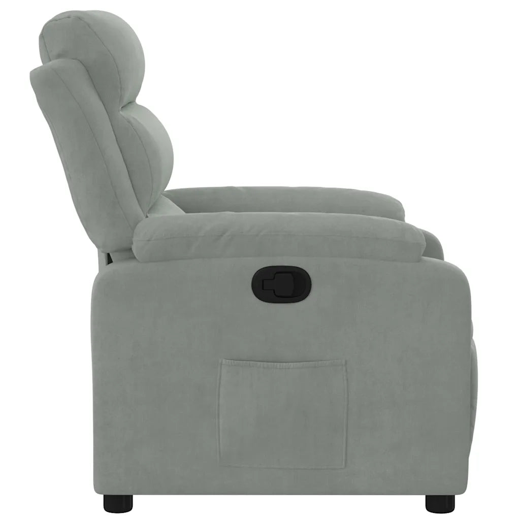 Divano Sedia-Poltrona Reclinabile Grigio Chiaro in Velluto 628996