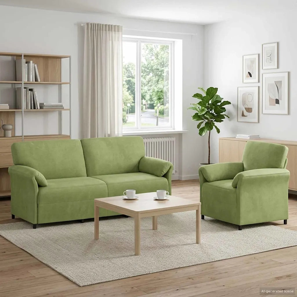 Set di divani 2 pz Verde chiaro Velluto 3424916