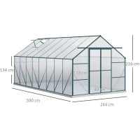 Serra da Giardino in Policarbonato, Metallo e Alluminio, Anti-UV e Antivento, 244x500x216cm, Verde