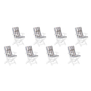 Set di cuscini di ricambio per sedie da esterno in tessuto a righe blu e beige resistente ai raggi UV 8 cuscini con imbottitura spessa