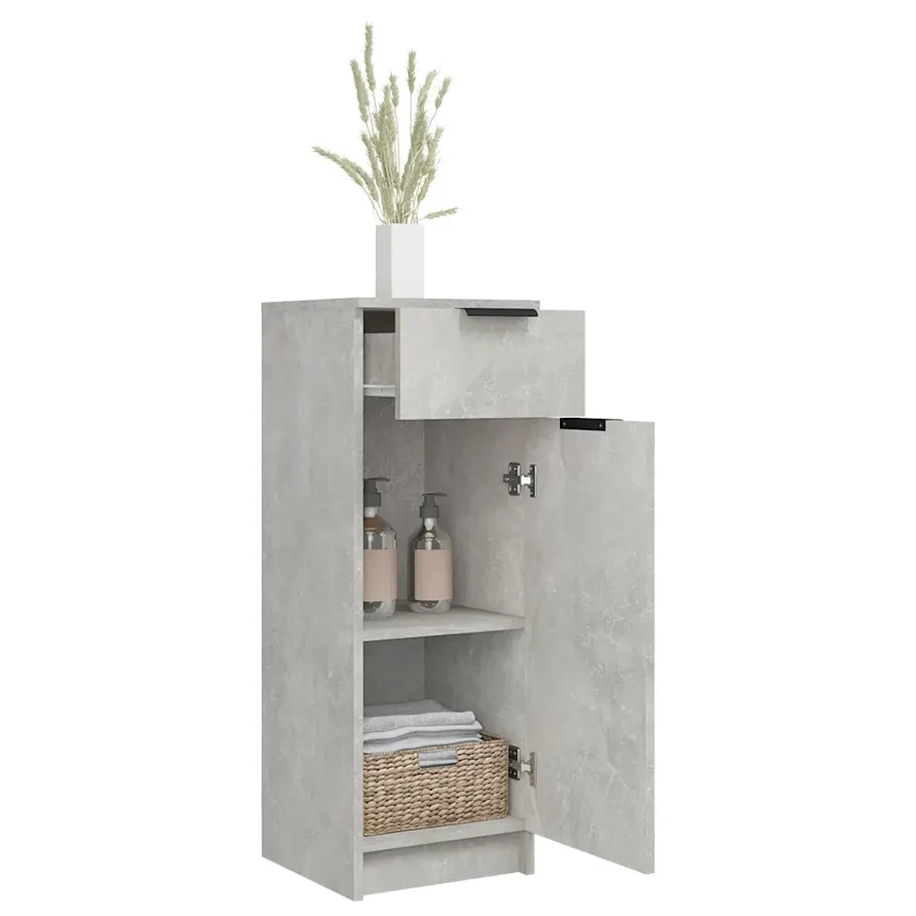 Armadio da Bagno | Mobile da Bagno Grigio Cemento 32x34x90cm in Legno Multistrato