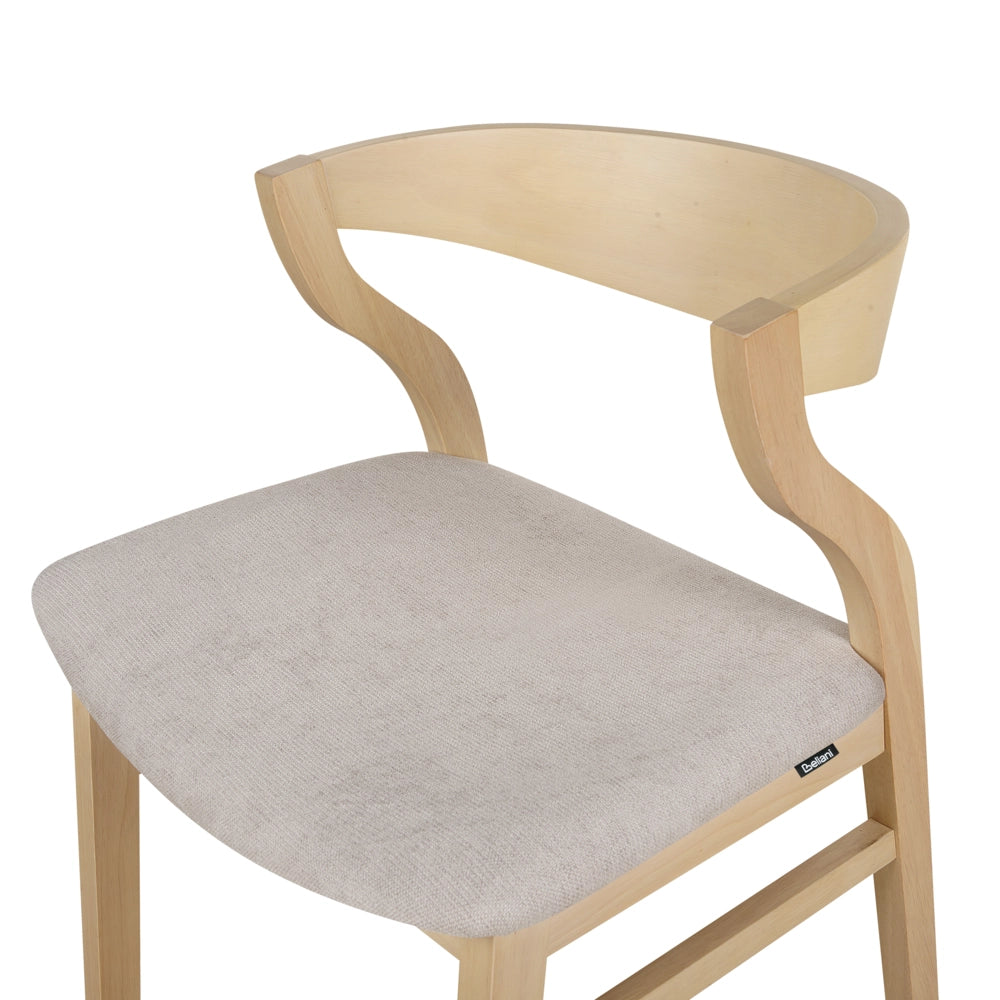 Set di 2 sedie da pranzo retrò imbottite legno chiaro e beige gambe in legno di caucciù stile retrò tradizionale