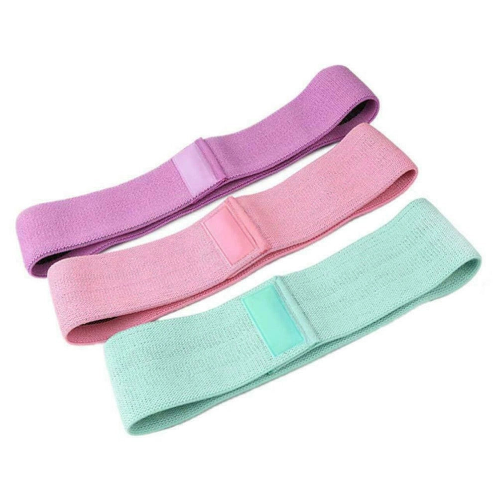 Trade Shop - 3 Fasce Elastiche In Stoffa Per Esercizi Fisici Joga Ginnastica Palestra 25x5 Cm -