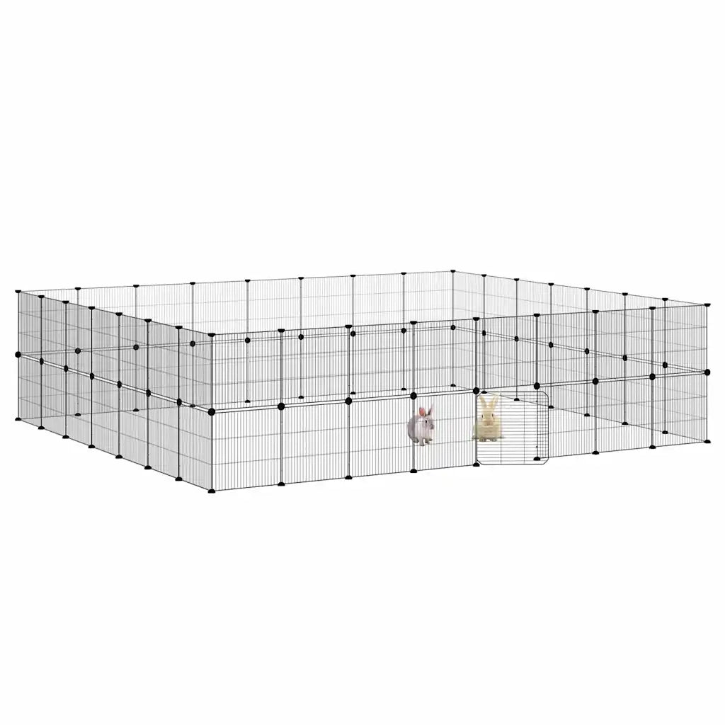 Gabbia per Animali 60 Pannelli con Porta Nera 35x35 cm Acciaio