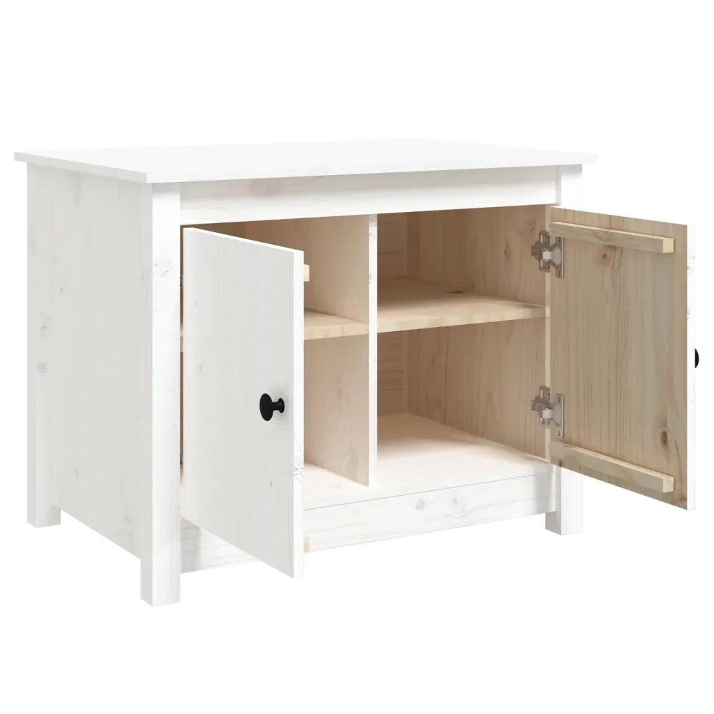 Tavolino da Salotto-Tavolino da soggiorno-Tavolo Bianco 71x49x55cm in Legno Massello di Pino