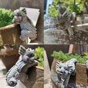 Quattro Pezzi di Figurine di Drago per il Giardino - Miniatura di un Oggetto Decorativo in Resina - Vaso Sospeso per la Decorazione del Patio per gli Amanti dei Draghi - Decorazione del Giardino