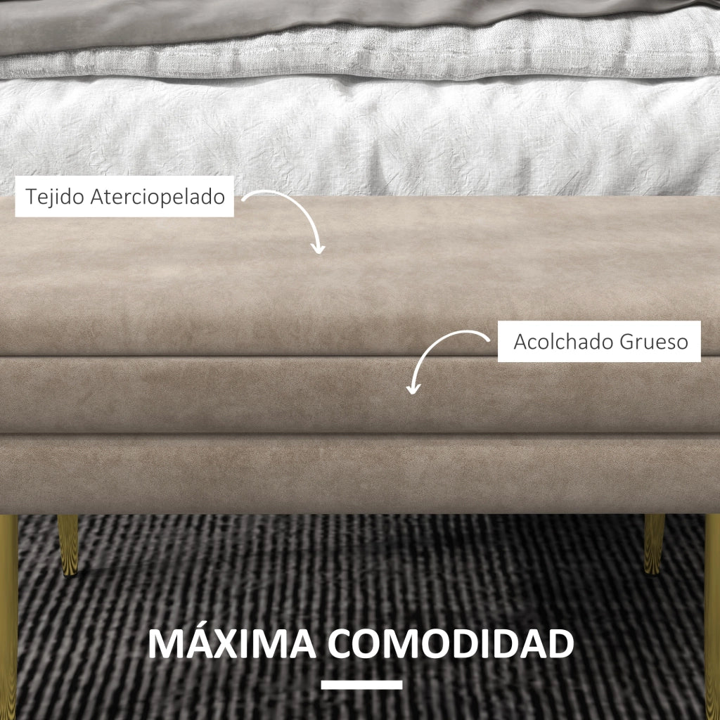 Letto contenitore imbottito in velluto ¨C zephmum ¨C 79.5x37.5x43 cm beige